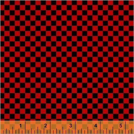 Monster Trucks Checkered Flag Red and Black Whistler Studios Windham Fabrics Cotton Fabric