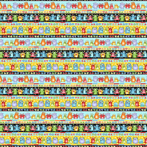 Monster'o City Border Stripe Glow Multi Shelly Comiskey Henry Glass Cotton Fabric