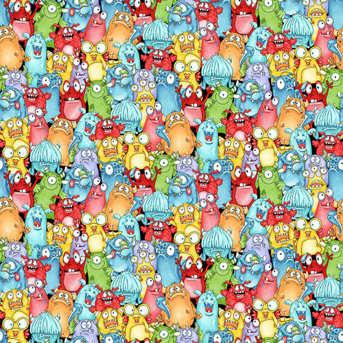 Monster'o City Packed Monster Glow Multi Shelly Comiskey Henry Glass Cotton Fabric