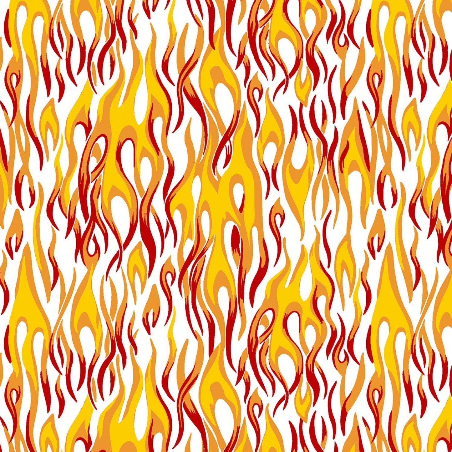 Monster Trucks Fire Flames White Windham Cotton Fabric
