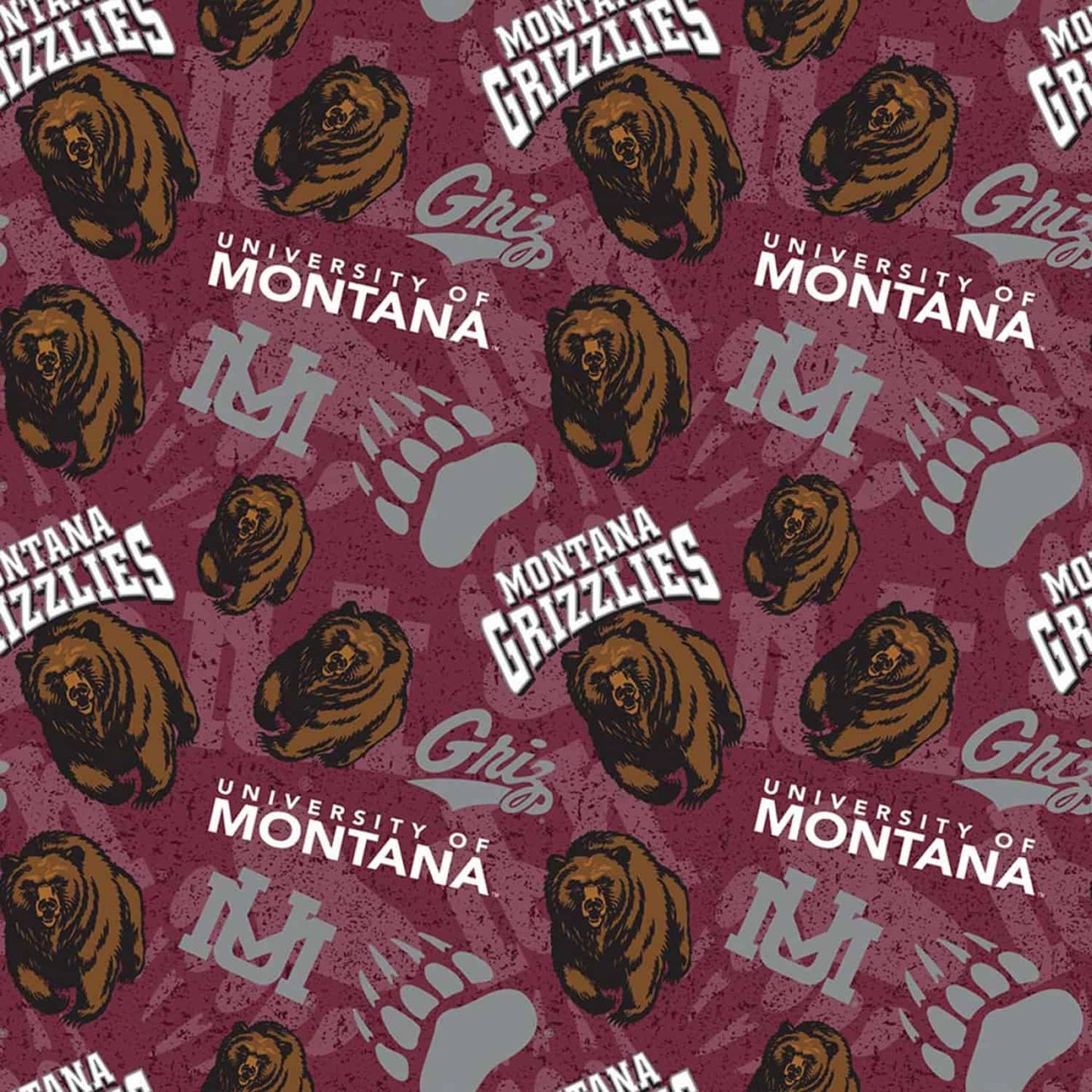 Montana Grizzlies NCAA College Tone on Tone Sykel Cotton Fabric