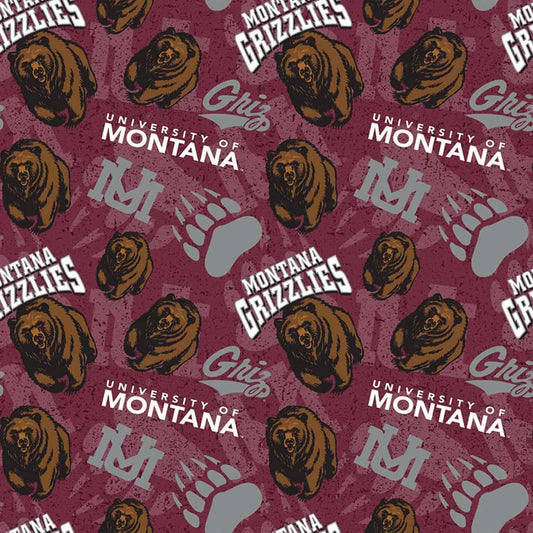 Montana Grizzlies NCAA College Tone on Tone Sykel Cotton Fabric