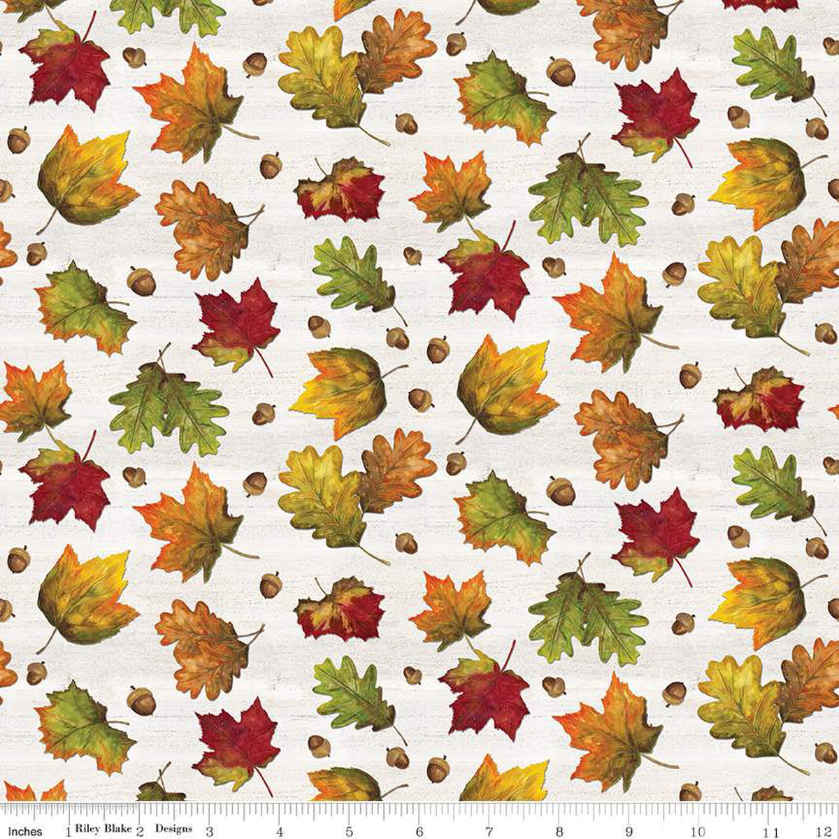 Monthly Placemats September Leaves Off White Tara Reed Riley Blake Cotton Fabric