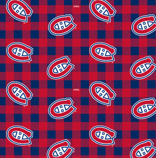 Montreal Canadiens NHL Hockey Check FLANNEL Sykel Enterprises Cotton Fabric NHL-1192-CAN