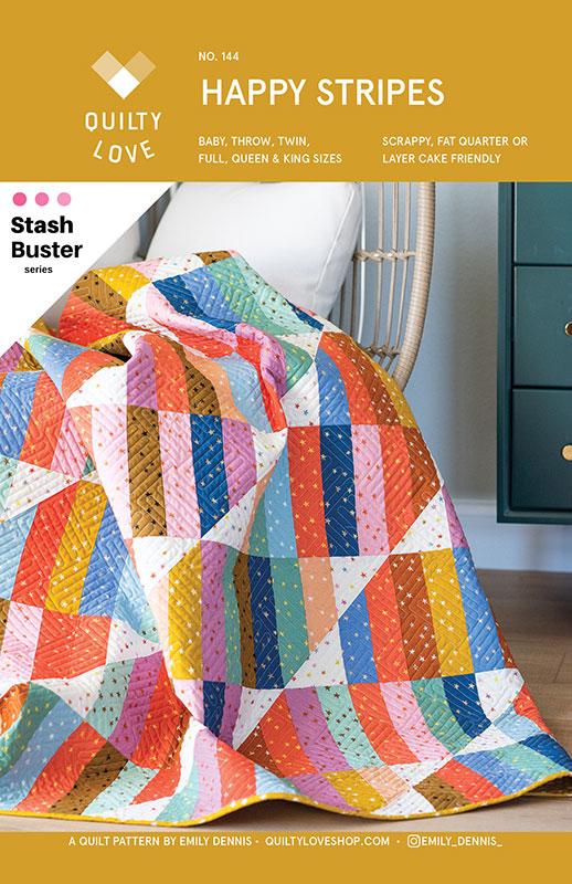 Moonglow Happy Stripes Pattern Emily Dennis of Quilty Love