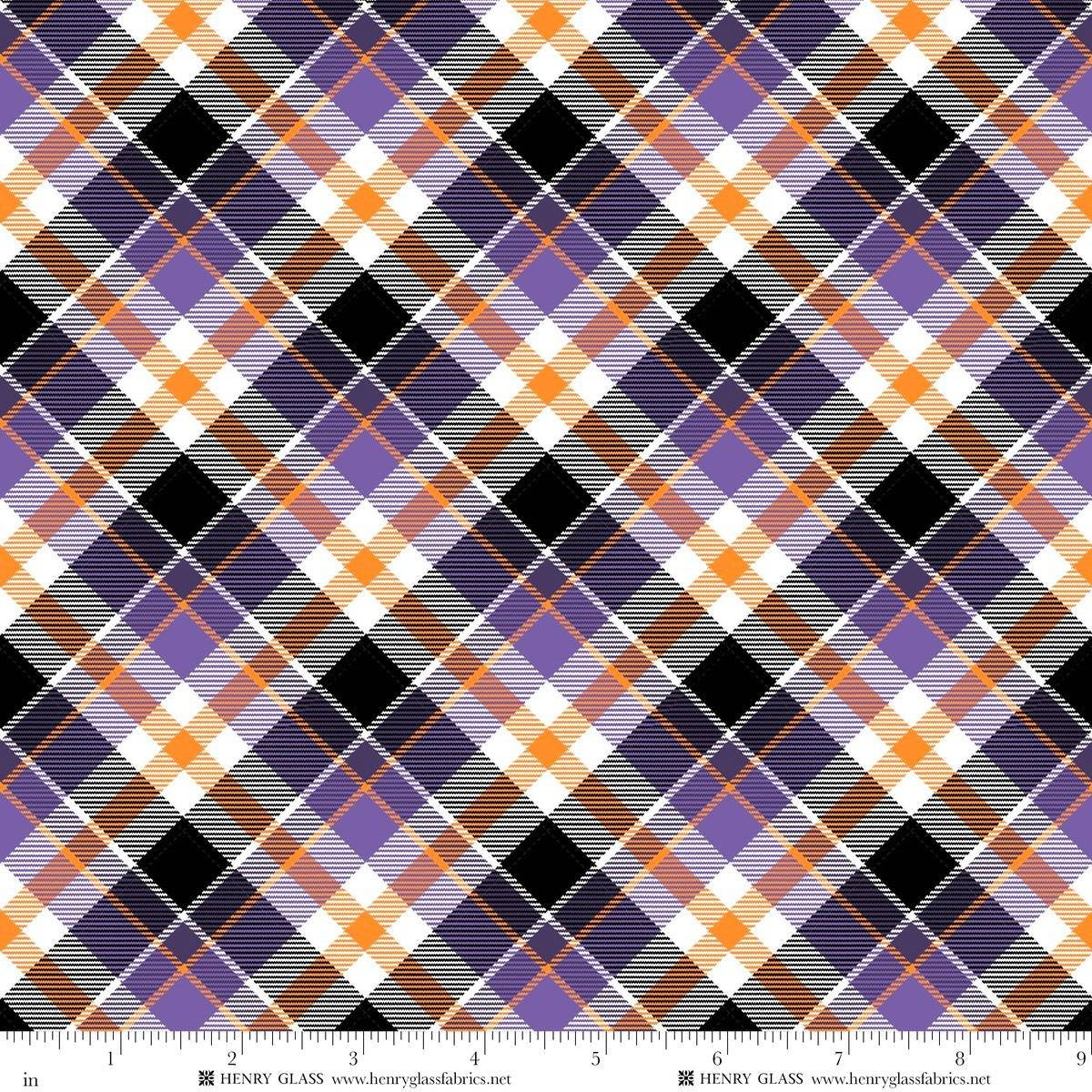 Moonlight Mischief Glow Bias Plaid Purple Orange Shelly Comiskey Henry Glass Cotton Fabric HG-2558G-59