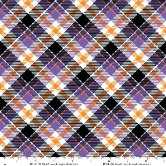 Moonlight Mischief Glow Bias Plaid Purple Orange Shelly Comiskey Henry Glass Cotton Fabric HG-2558G-59