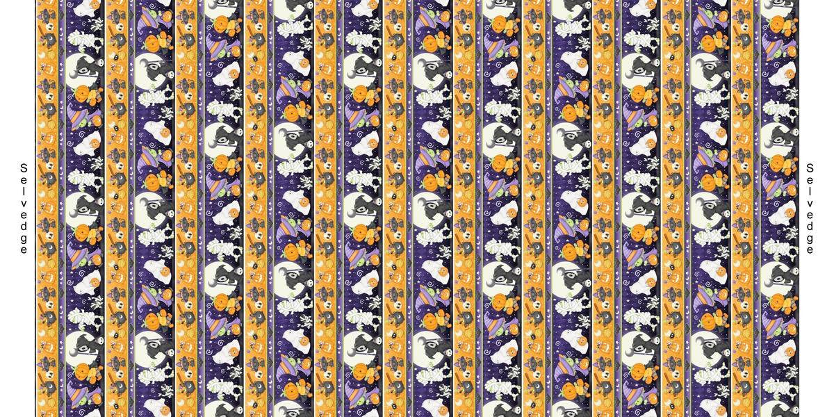 Moonlight Mischief Glow Novelty Border Stripe Multi Shelly Comiskey Henry Glass Cotton Fabric HG-2556G-53
