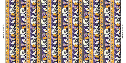 Moonlight Mischief Glow Novelty Border Stripe Multi Shelly Comiskey Henry Glass Cotton Fabric HG-2556G-53