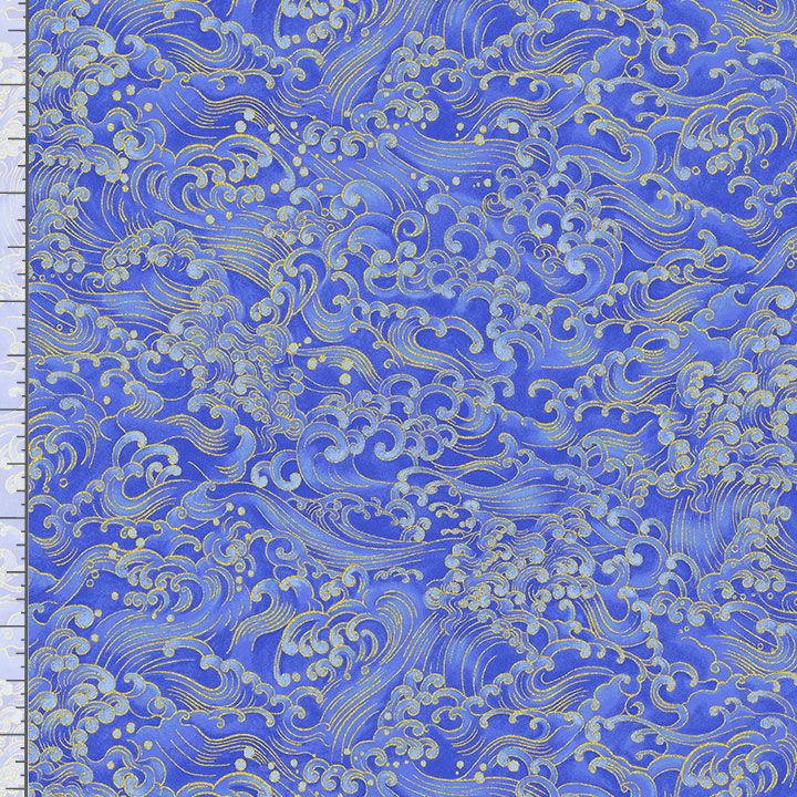 Moonlight Wave Cloud Wave Metallic Chong-A-Hwang Timeless Treasures Cotton Fabric TT-LOTUS-CM3994-WAVE
