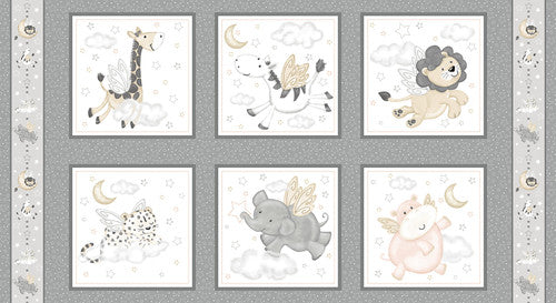 Moonlit Dreams 10" Block Panel 24" Gray Victoria Hutto Studio E Cotton Fabric