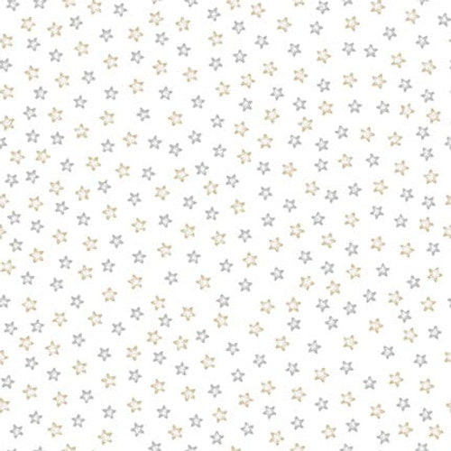 Moonlit Dreams Tossed Stars White Victoria Hutto Studio E Cotton Fabric
