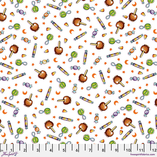 Moonlit Mischief Halloween Sweets White Mary Engelbreit Free Spirit Cotton Fabric FS-PWMY047.WHITE