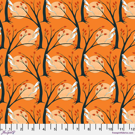 Moonlit Mischief Haunted Hallows Trees Ghosts Orange Mary Engelbreit Free Spirit Cotton Fabric FS-PWMY055.MULTI