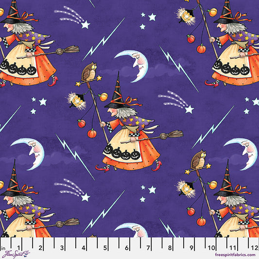 Moonlit Mischief Witchs Nightly Walk Purple Mary Engelbreit Free Spirit Cotton Fabric FS-PWMY052.PURPLE