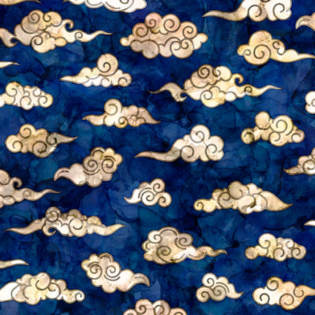 Moonshadow Clouds Blue Dan Morris Quilting Treasures Cotton Fabric