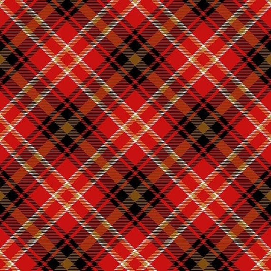 Moose Lodge Plaid Red Brown Henry Glass Cotton Fabric HG-6616-88