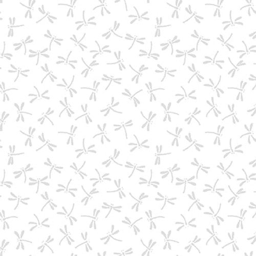 Morning Mist VIII Dragonflies White on White Blank Quilting Cotton Fabric