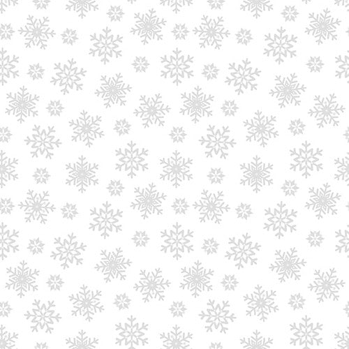 Morning Mist VIII Snowflakes White on White Blank Quilting Cotton Fabric