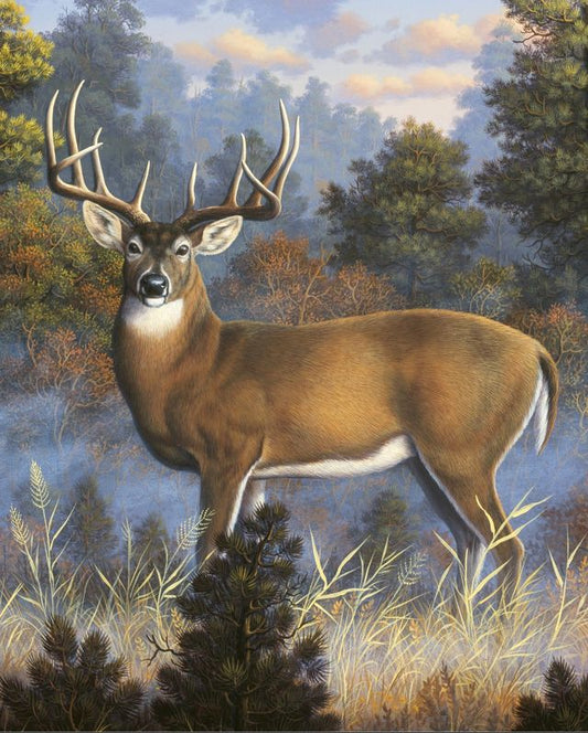 Morning Light Trophy Buck Deer Panel 36" David Textiles Cotton Fabric DT-AL-3719-9C-1