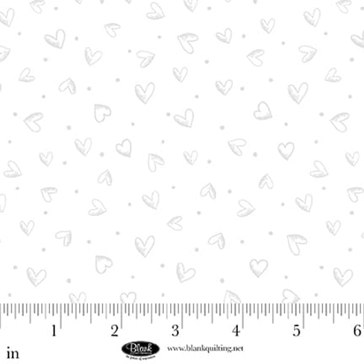 (SOLD PER BOLT) Morning Mist IX Hearts White on White Blank Quilting Cotton Fabric BQ-4324-01W-FB | US Fabric Shop
