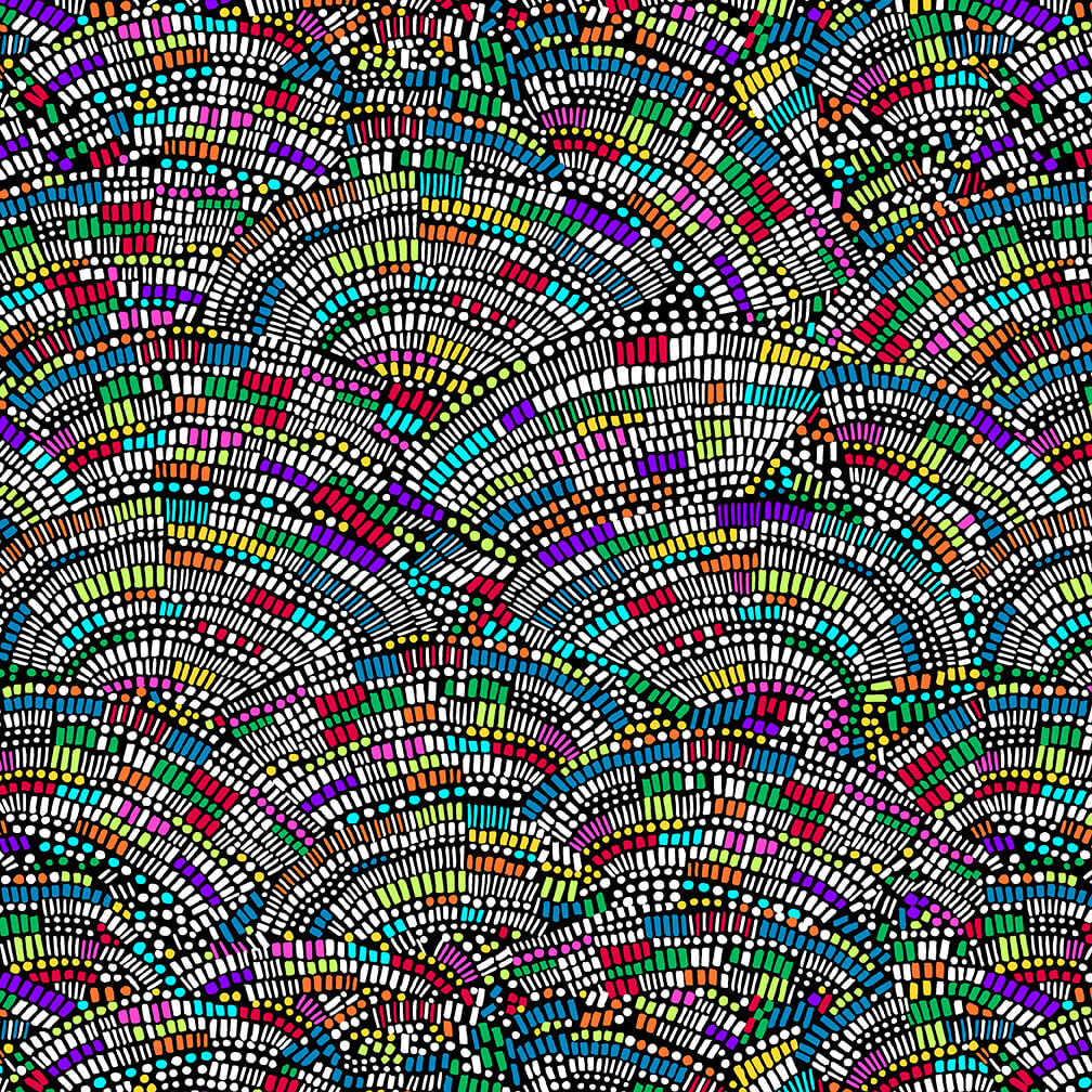 Mosaic 108" Wideback Black Multi Studio E Cotton Fabric SE-6864-98