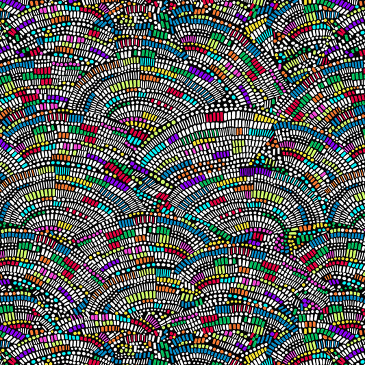 Mosaic 108" Wideback Black Multi Studio E Cotton Fabric SE-6864-98