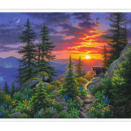 Mountain Sunrise Panel 36” Multi Abraham Hunter 3 Wishes Cotton Fabric