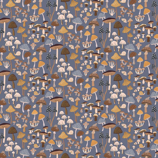 Owl You Need is Love Mushrooms Storm Gray Dear Stella Cotton Fabric