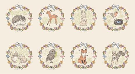 My Secret Garden 8 Squares Panel 24" Stacy Iest Hsu Moda Cotton Fabric MD-20958-11