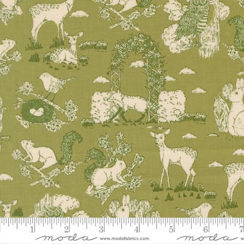 My Secret Garden Toile Landscape and Nature Grass Green Stacy Iest Hsu Moda Cotton Fabric MD-20983-18