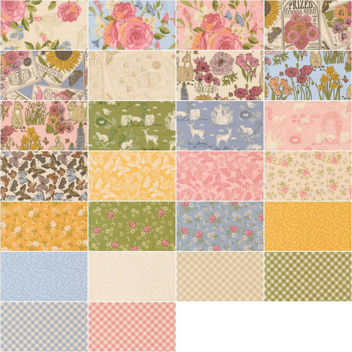 My Secret Garden Mini Charm Pack 2.5"x2.5" 42 pcs Stacy Iest Hsu Moda Cotton Fabric MD-20980MC