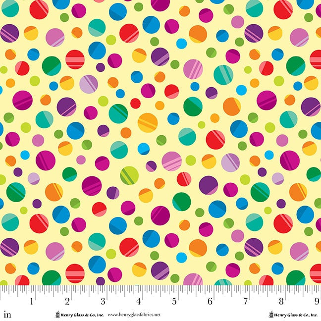 My Very Silly Monster ABCs Dots Yellow Multi Tim Read Henry Glass Fabrics Cotton Fabric HG-3540-33