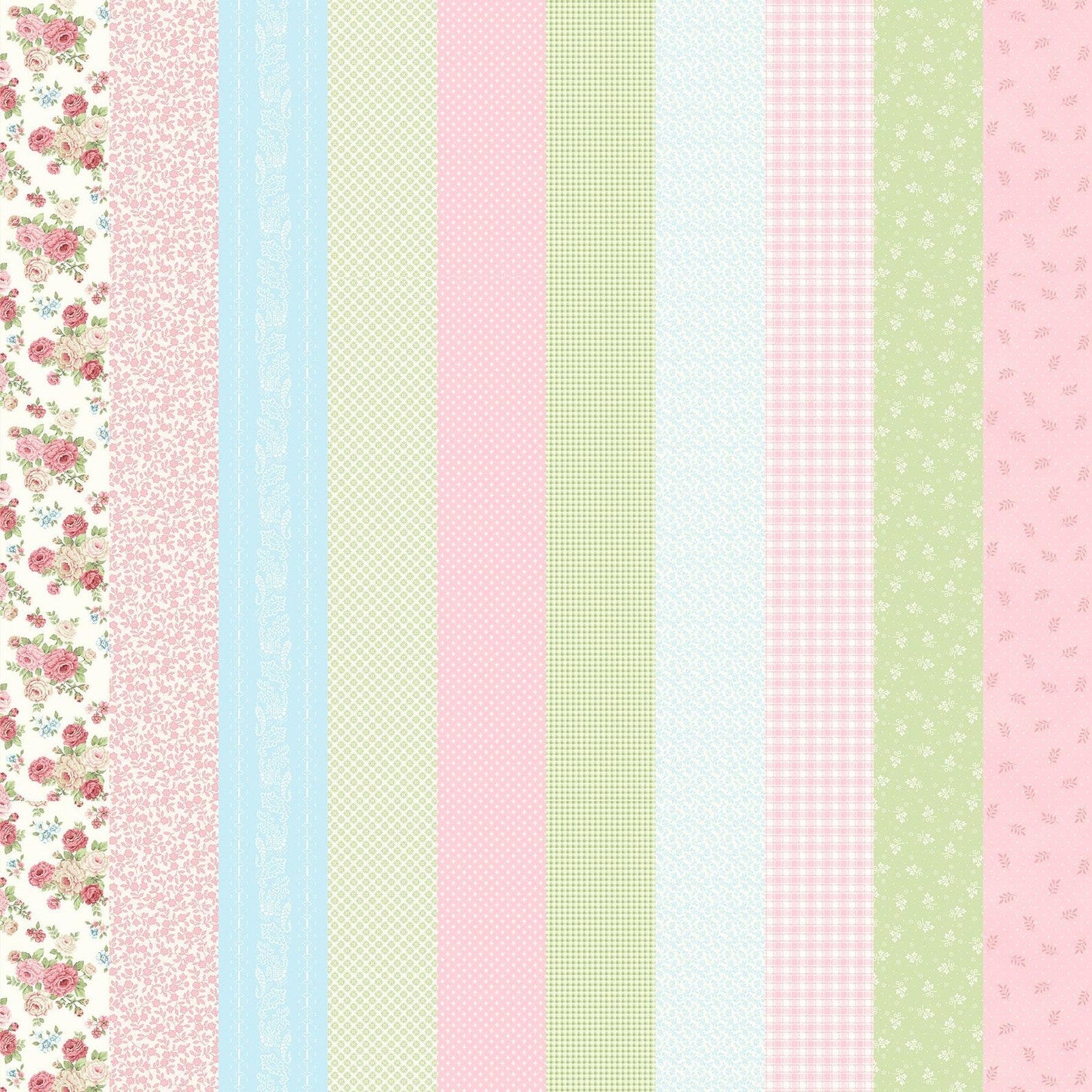 My Victorian Garden Stripe Multi Pastel Mary Jane Carey Henry Glass Cotton Fabric HG-3418-12