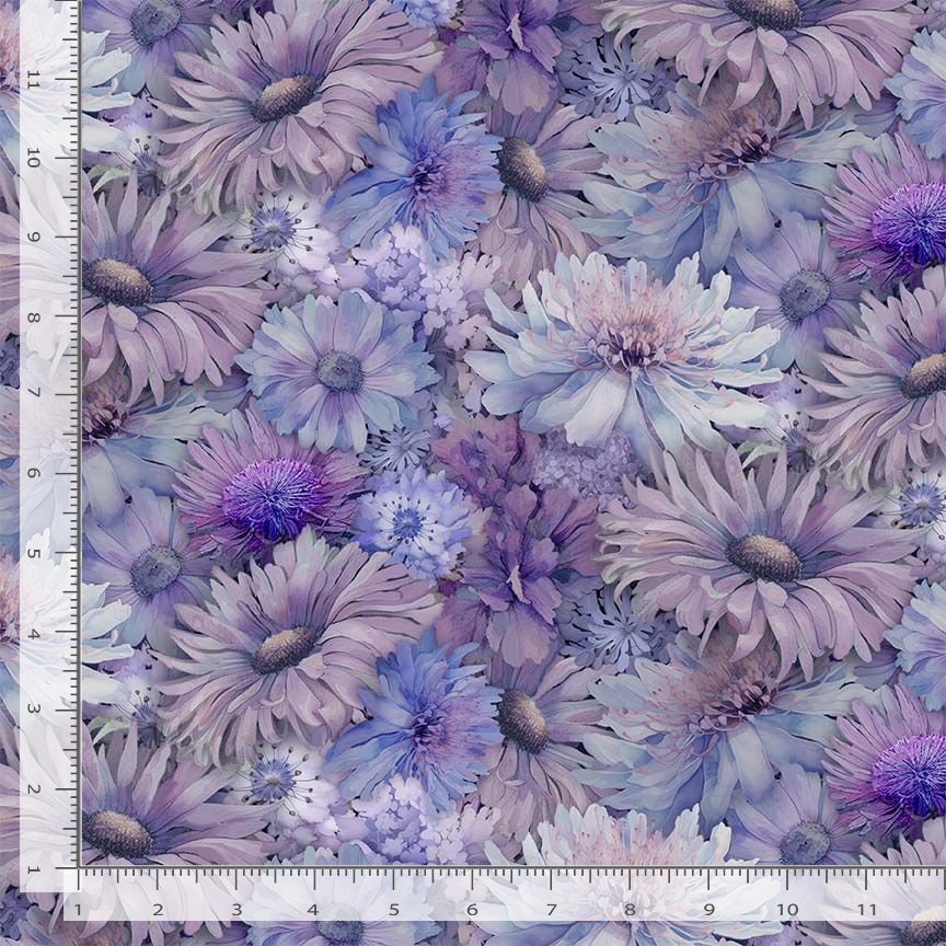 Mystic Meadow Packed Daisies Thistle Timeless Treasures Cotton Fabric TT-FLEUR-CD4214-THISTLE