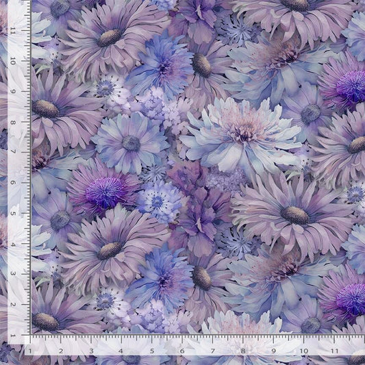 Mystic Meadow Packed Daisies Thistle Timeless Treasures Cotton Fabric TT-FLEUR-CD4214-THISTLE