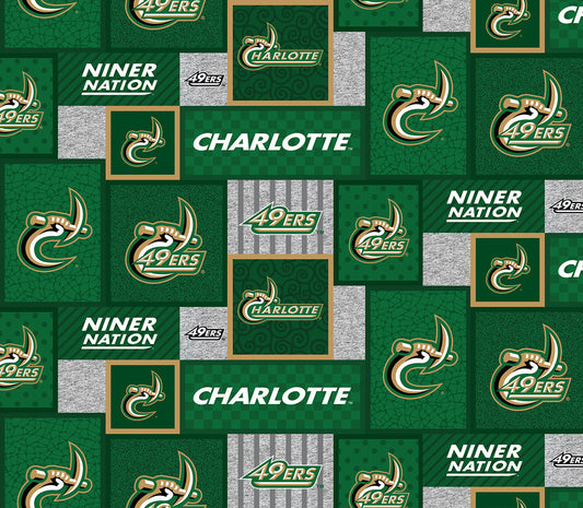 North Carolina Charlotte 49'ers Niner Nation NCAA College Patch Sykel Enterprises Polyester FLEECE Fabric NCC-1177