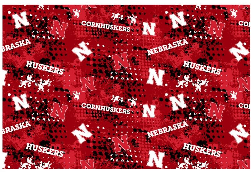 Nebraska Cornhuskers NCAA College Splatter Sykel Cotton Fabric