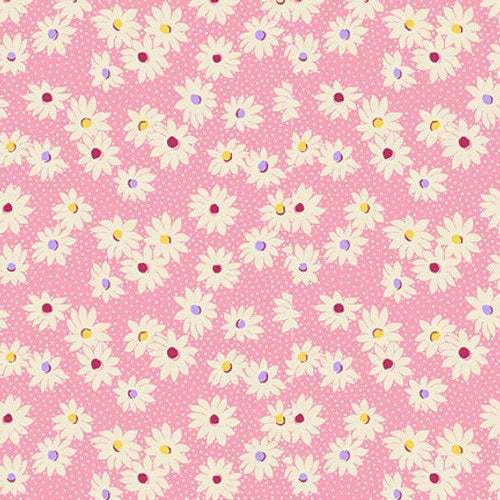 Nana Mae VI Medium Daisies Pink Henry Glass Cotton Fabric