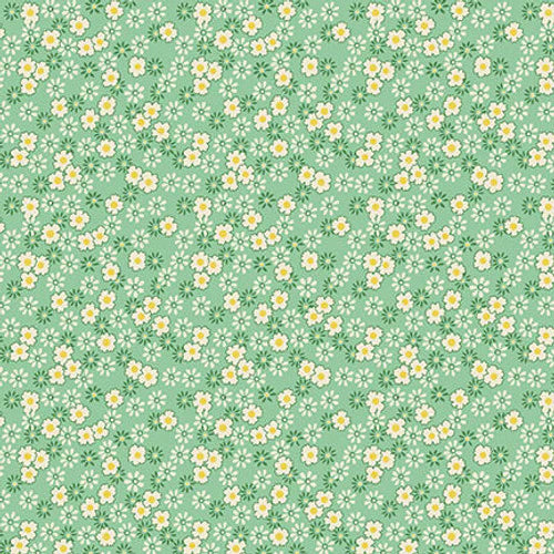 Nana Mae VI Tiny Daisies Green Henry Glass Cotton Fabric