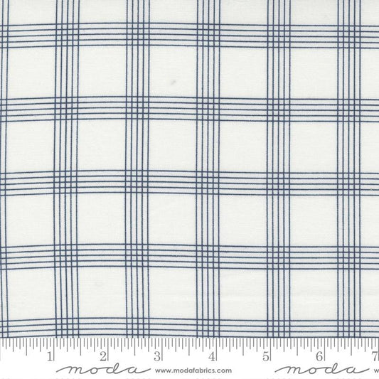 Nantucket Summer Plaid Checks Cream Navy Camille Roskelley Moda Cotton Fabric MD-55262-11