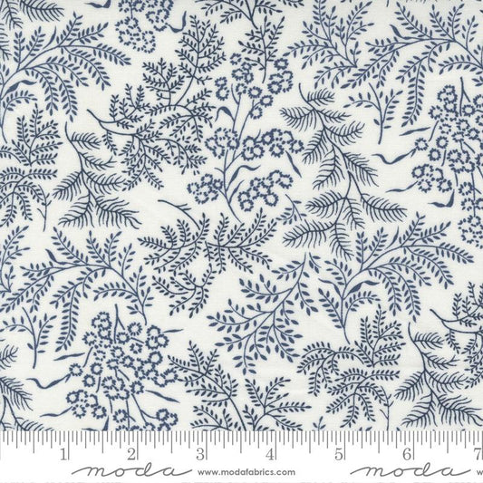 Nantucket Summer Floral and Leaves Cream Navy Camille Roskelley Moda Cotton Fabric MD-55261-21