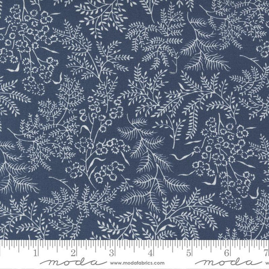 Nantucket Summer Floral and Leaves Navy Camille Roskelley Moda Cotton Fabric MD-55261-23