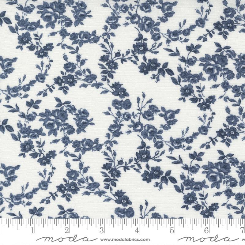 Nantucket Summer Surfside Small Floral Cream Navy Camille Roskelley Moda Cotton Fabric MD-55263-23