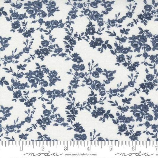 Nantucket Summer Surfside Small Floral Cream Navy Camille Roskelley Moda Cotton Fabric MD-55263-23