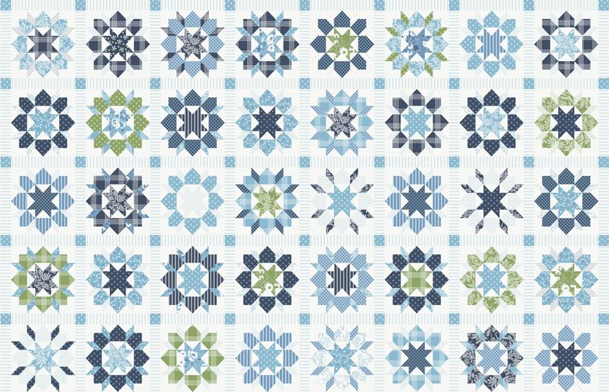 Nantucket Summer Repeat Patchwork Swoon Cheater Panel 36"x 60" Multi Camille Roskelley Moda Cotton Fabric MD-55268-11 | US Fabric Shop