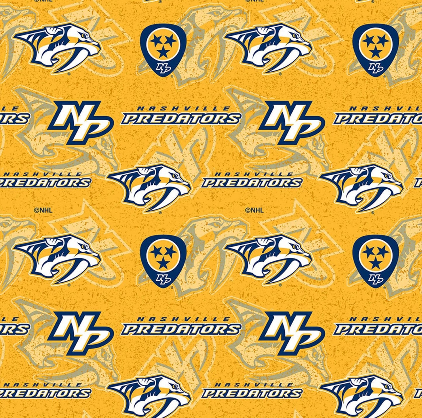 Nashville Predators NHL Hockey Tone on Tone design Cotton Fabric