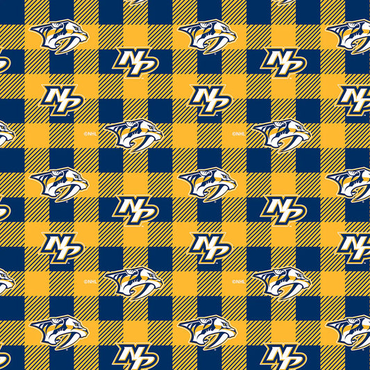 Nashville Predators NHL Hockey Buffalo Plaid Sykel Enterprises Polyester FLEECE Fabric NHL-1190-PRE