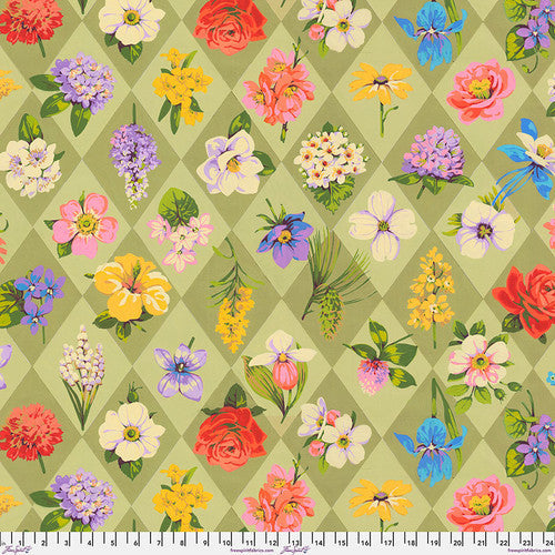 Nation of Flowers State Flowers Sage Green Martha Negley Free Spirit Cotton Fabric FS-PWMN042.SAGE