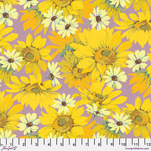 Nation of Flowers Sunflower Yellow Martha Negley Free Spirit Cotton Fabric FS-PWMN043.YELLOW